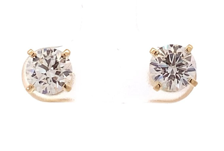 18K Yellow Gold Round Brilliant Lab-Grown Diamond Stud Earrings - 4 ct Total · DMG-E0186