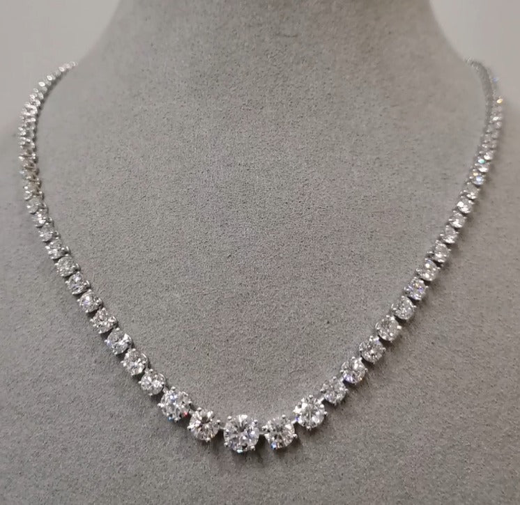 18K White Gold Lab-Grown Diamond Necklace - 15.754 ct Total