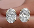 18K Yellow Gold Oval Brilliant Lab-Grown Diamond Stud Earrings - 2.08 ct Total
