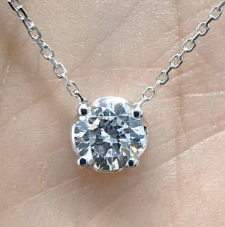 18K White Gold Round Brilliant Lab-Grown Diamond Necklace - 1.01 ct Total · D-241