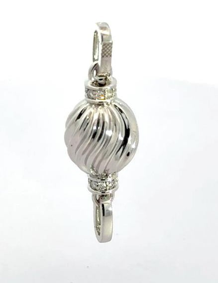 14K White Gold Round Lab-Grown Diamond Charm - 0.162 ct Total