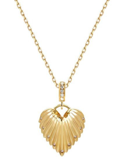 14K Yellow Gold Round Lab-Grown Diamond Necklace - 0.108 ct Total