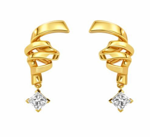 14K Yellow Gold Princess Lab-Grown Diamond Stud Earrings - 0.781 ct To