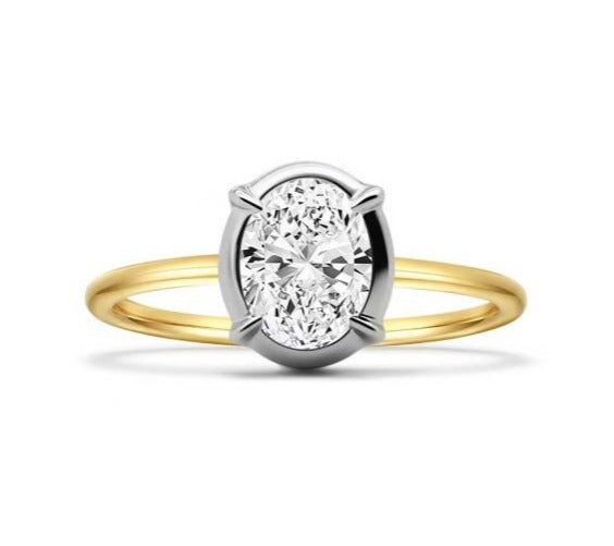 14K Two-Tone Gold Lab-Grown Diamond Ring - 1.04 ct Total
