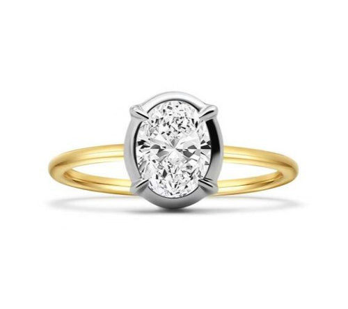 14K Two-Tone Gold Lab-Grown Diamond Ring - 1.04 ct Total