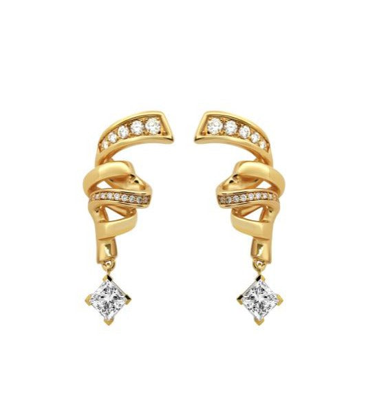 14K Yellow Gold Princess Cut Lab-Grown Diamond Stud Earrings - 2.813 c