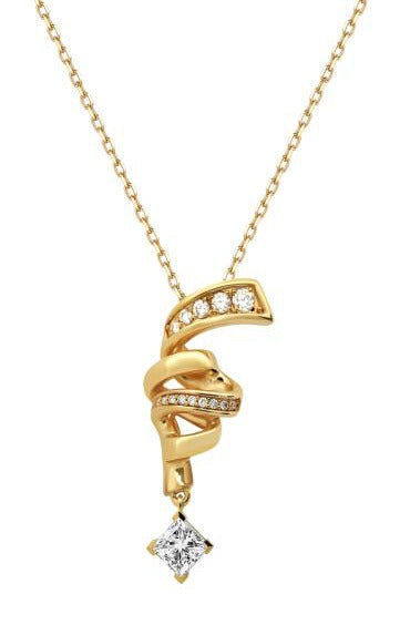 14K Yellow Gold Princess Cut Lab-Grown Diamond Pendant - 1.319 ct Tota