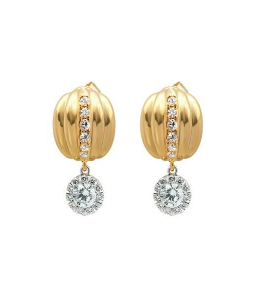 14K Two-Tone Gold Round Lab-Grown Diamond Stud Earrings - 1.668 ct Tot