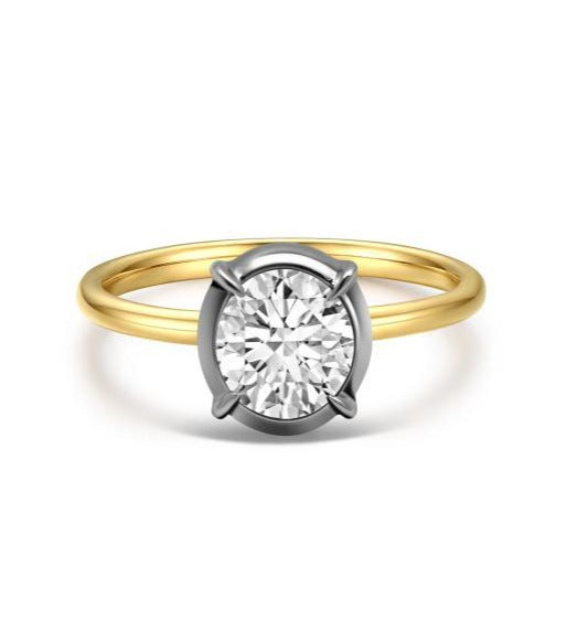 14K Two-Tone Gold Round Lab-Grown Diamond Ring - 2.01 ct Total