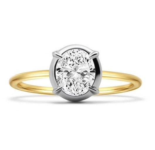 14K Yellow Gold Round Lab-Grown Diamond Ring - 1 ct Total