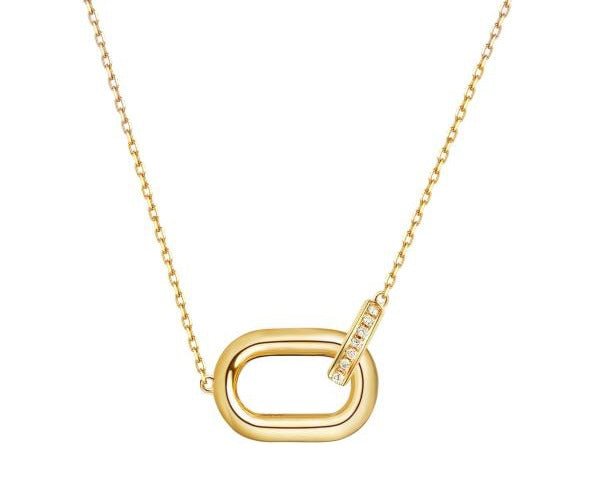 14K Yellow Gold Round Lab-Grown Diamond Necklace - 0.101 ct Total