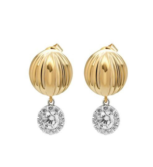 14K Two-Tone Gold Round Lab-Grown Diamond Stud Earrings - 1.322 ct Tot