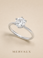 MERVAUX platinum six-prong solitaire - 45 degree view