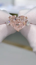 10.57 ct fancy intense pink heart lab grown diamond ring turning in the hand